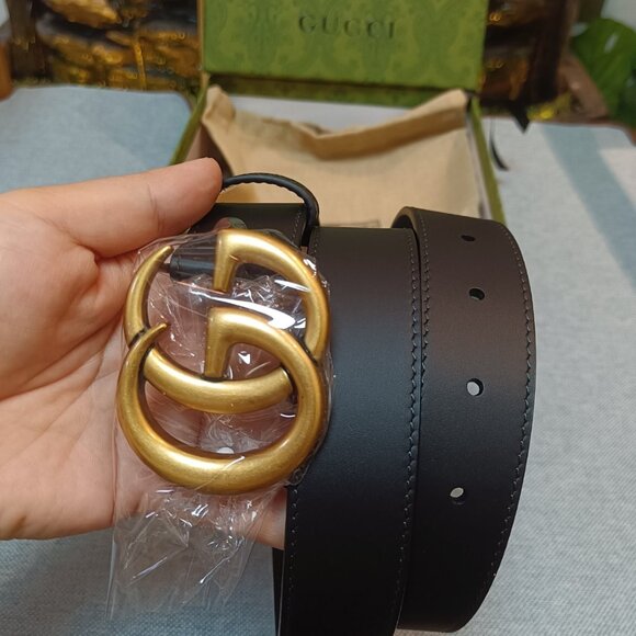 Gucci Belt Marmont Black Leather Golden Buckle Classic GG size 85/30 - Picture 3 of 4